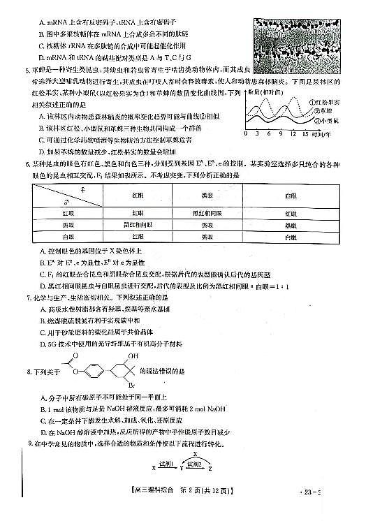 2023山西金太阳307C高三百日冲刺二月月考(联考)理综试题与答案第2页