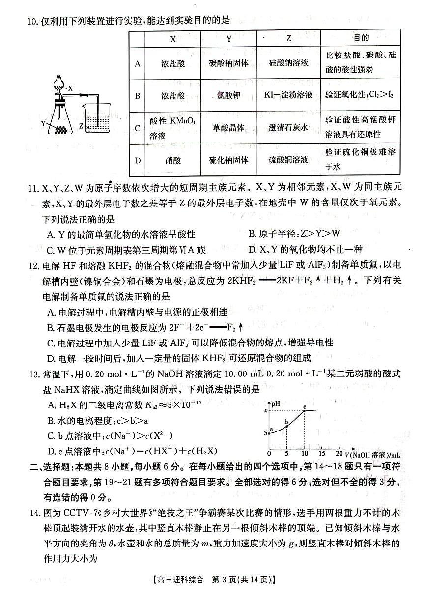 2023屆陜西省榆林市高三下學(xué)期第四次模擬考試?yán)砭CPDF版含答案第3頁