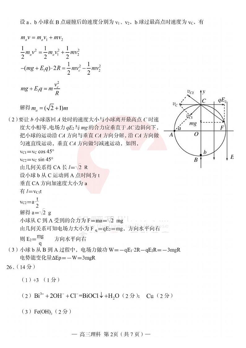 2023南昌市三模 理综答案第2页