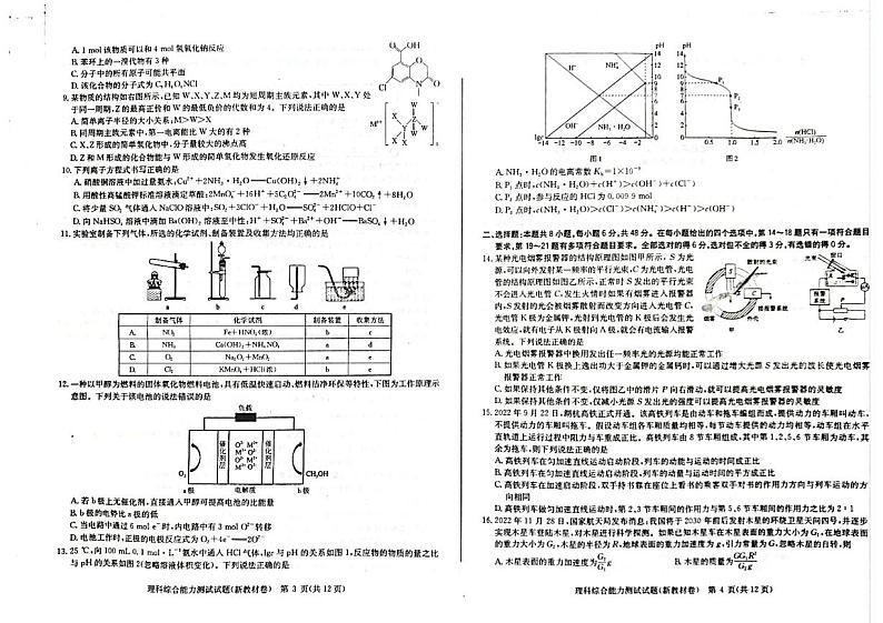 华大新高考联盟 2023届高三3月教学质量测评 理综试卷第2页