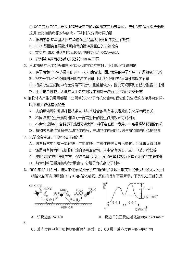2023届宁夏回族自治区银川一中高三下学期5月第三次模拟理科综合试题( word版)02