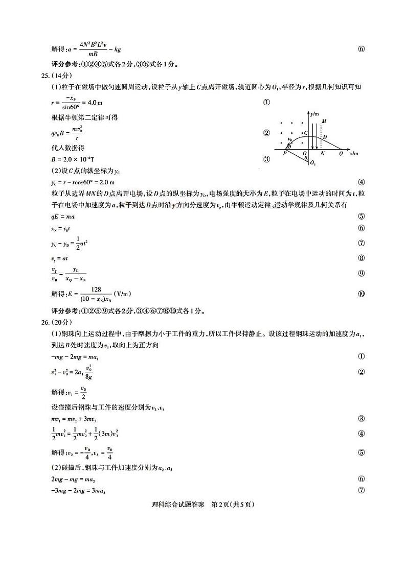 山西省省际名校2023届高三下学期联考三(押题卷)理综答案第2页