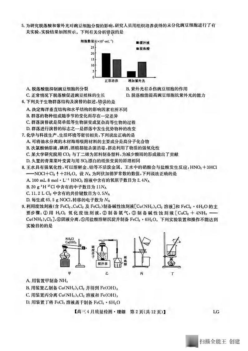 _物化生丨九师联盟2023届高三4月质量检测LG(老教材老高考)物化生试卷及答案第2页