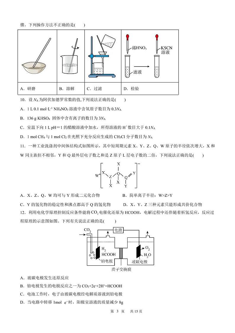 四川省成都市第七中学2023-2024学年高三上学期期中考试理科综合试题(含答案)第3页