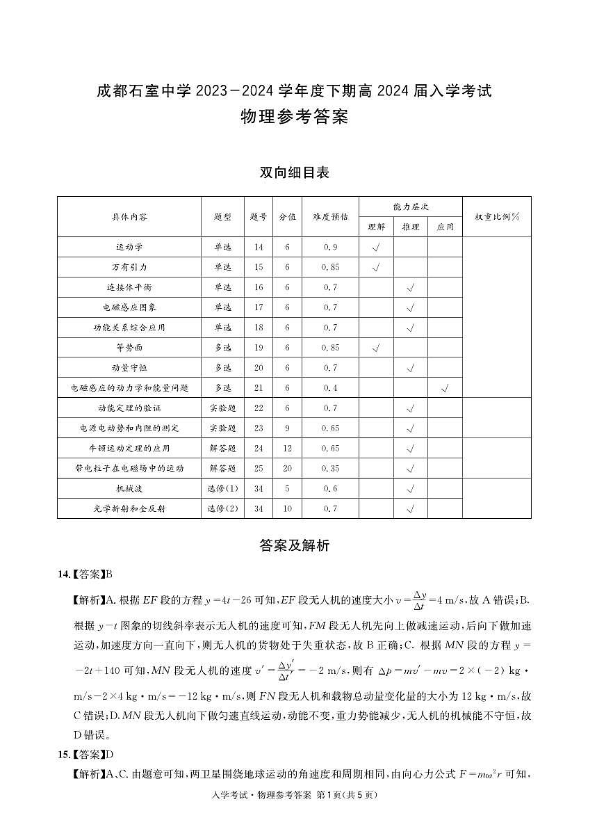物理參考答案4第1頁(yè)