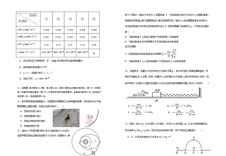 宁夏银川市育才中学2023-2024学年高三上学期1月期末考试理综试卷(Word版附答案)03