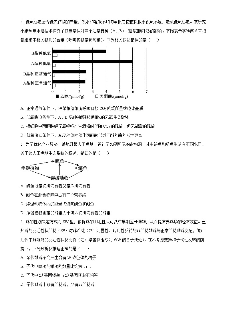 2024届陕西省榆林市十中高三下学期一模理综生物试题(原卷版+解析版)02
