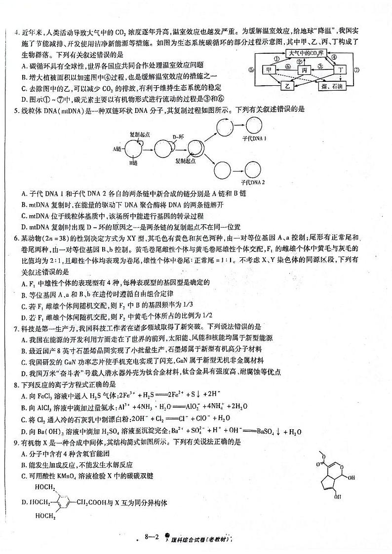 2024届陕西省安康市高新中学、安康中学高新分校高三下学期4月联考模拟预测理综试题(无答案)第2页