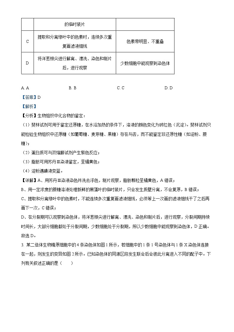 2024届陕西省商洛市高三下学期第五次模拟检测理综试题-高中生物(解析版)第2页
