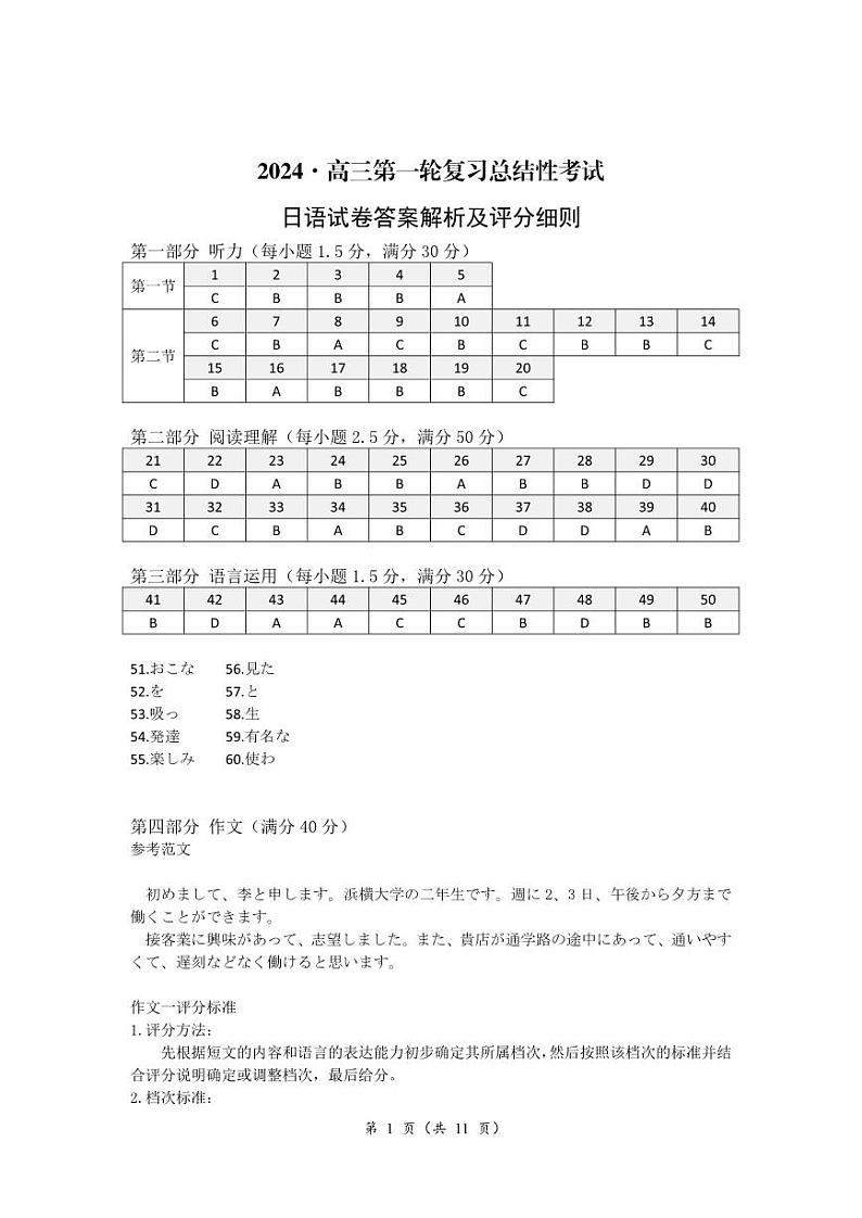 日语答案及听力原文第1页