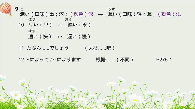 标日第23课小野さんは休みの 日、散歩したり買い物に 行ったり します。PPT第6页