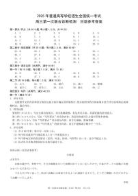 重庆市2025届高三上学期一诊试题（康德一诊）日语 PDF版含解析（ 含听力）