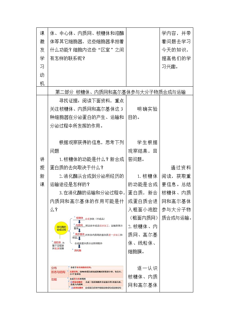 北师大版(2019)高中生物必修一 2.2.2其他细胞器 教案第2页