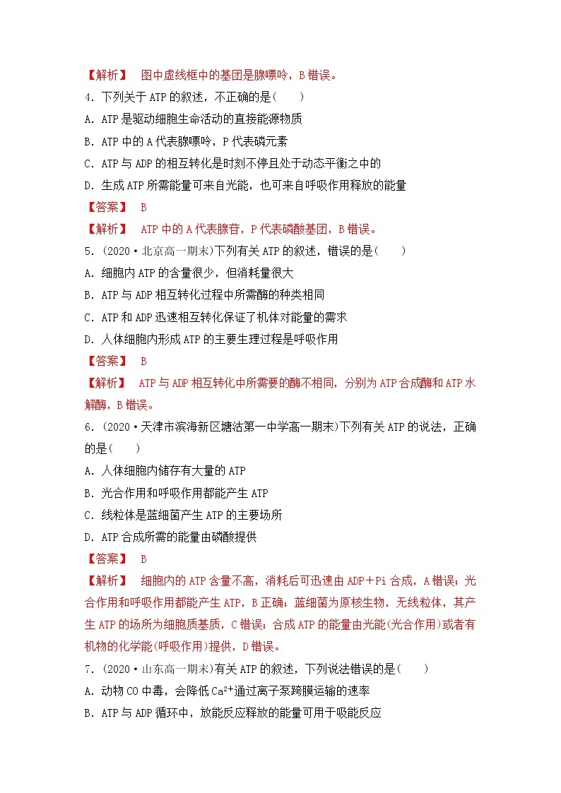 4.2 ATP--2021-2022学年新教材北师大版高中生物必修1课件+导学案+教学设计+练习02