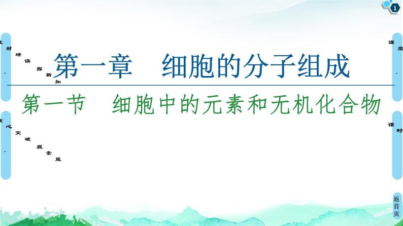 2021-2022学年苏教版（2019）高中生物 必修1 第1章 第1节　细胞中的元素和无机化合物课件+课时练01