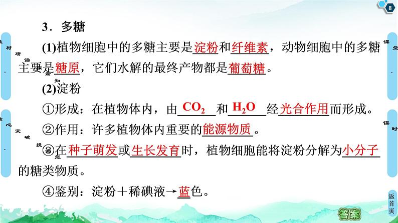 2021-2022学年苏教版(2019)高中生物 必修1 第1章 第2节 细胞中的糖类和脂质课件+课时练08