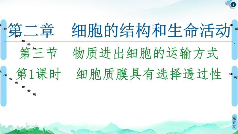 2021-2022学年苏教版（2019）高中生物 必修1 第2章 第3节　物质进出细胞的运输方式课件+课时练01