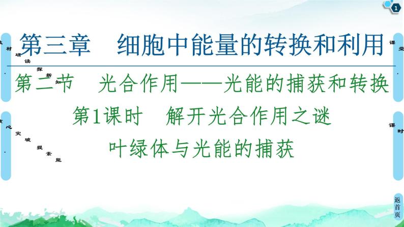 2021-2022学年苏教版（2019）高中生物 必修1 第3章 第2节　光合作用——光能的捕获和转换课件+课时练01