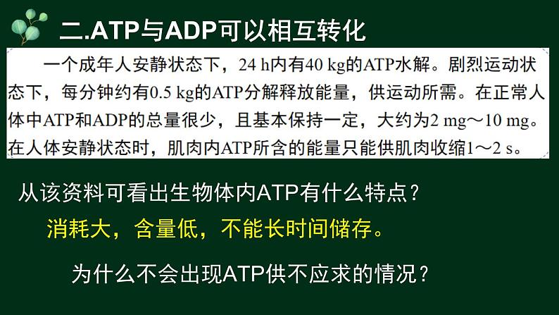 5.2 细胞的能量货币ATP-【新教材】人教版(2019)高中生物必修1同步课件精讲+习题精练08
