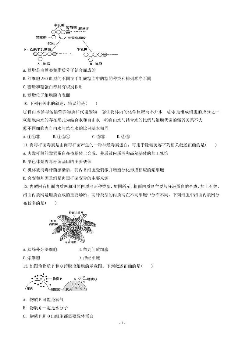 2020届河南省周口中英文学校高三上学期第一次月考摸底生物试题(PDF版)03