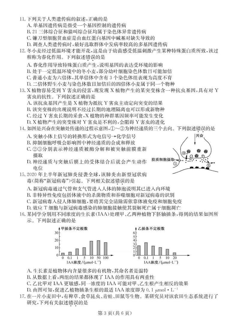 2020-2021学年河南省九师联盟高二下学期6月联考生物试题 PDF版03
