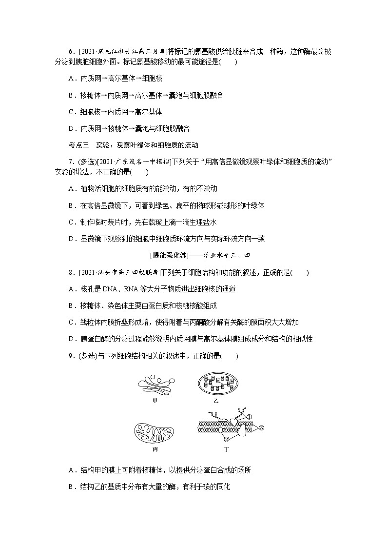 【新教材】2022届新高考生物一轮复习课后检测:6+细胞器——系统的分工与合作+Word版含解析第2页