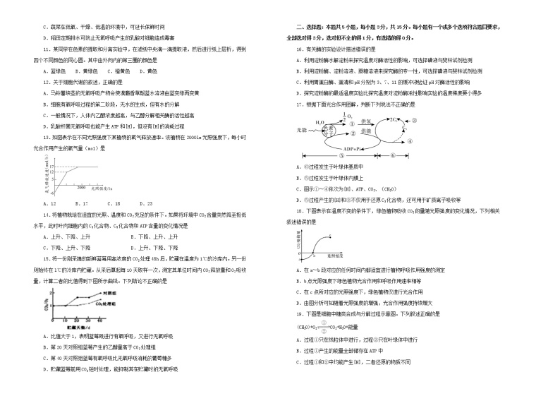 2021年新教材高中生物第五章细胞的能量供应和利用双基训练金卷一新人教版必修1分子与细胞02