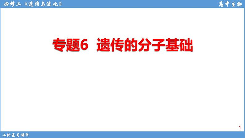 2022届高三二轮复习生物:专题6遗传的分子基础 课件第1页