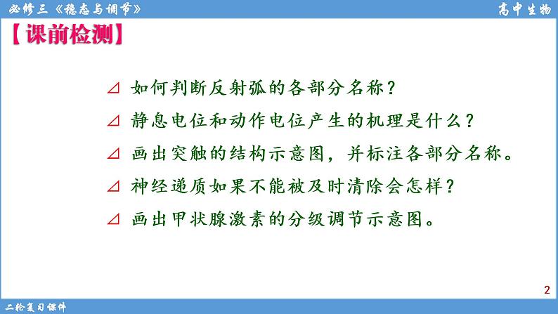 2022届高三二轮复习生物:专题9人体生命活动调节课件第2页