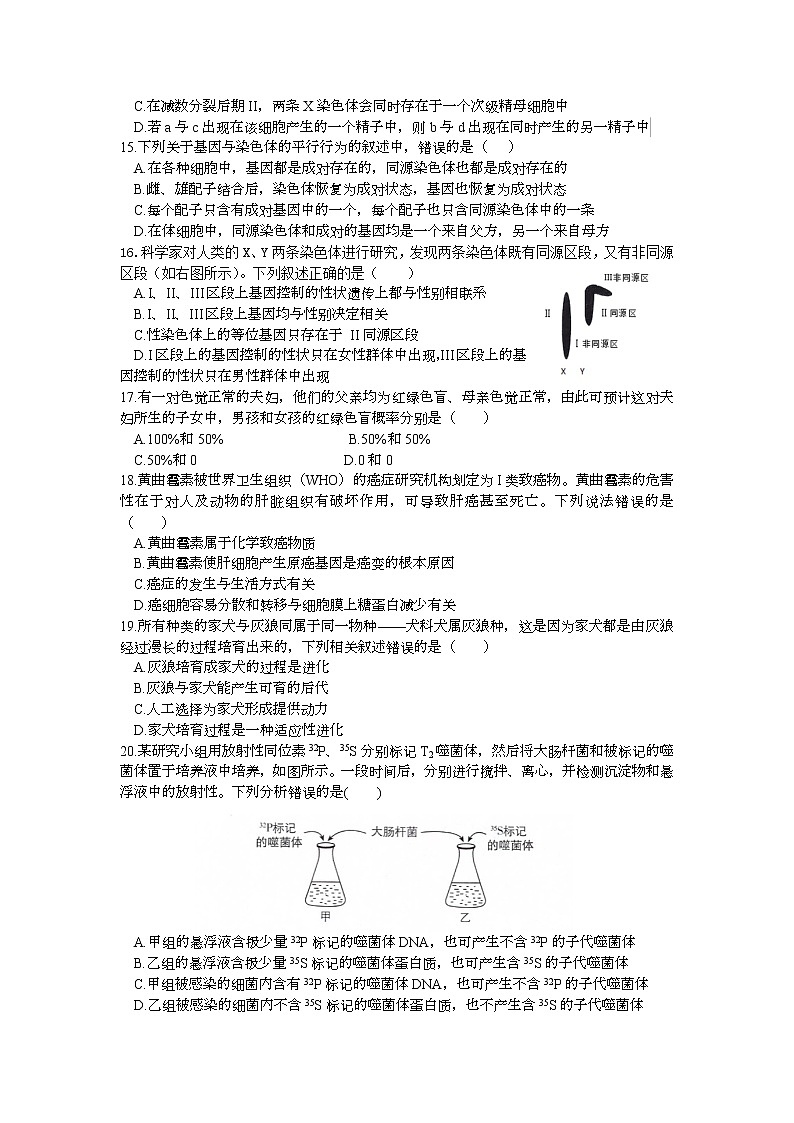 浙江省诸暨市第二高级中学2020-2021学年高一下学期期中考试生物试题+Word版含答案03