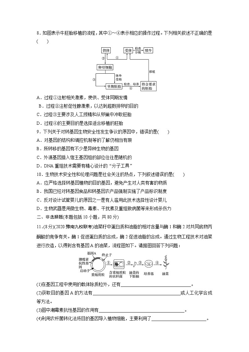 2022届高考生物一轮复习单元过关检测十 现代生物科技专题【解析版】第3页