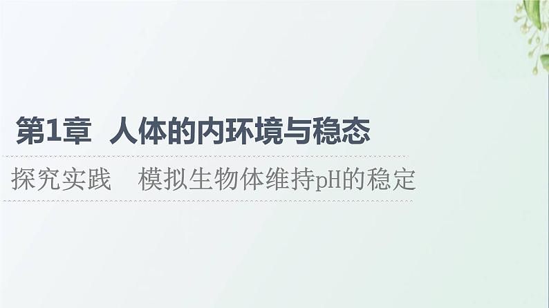 新教材高中生物第1章人体的内环境与稳态探究实践模拟生物体维持pH的稳定课件新人教版选择性必修101