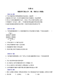 专题02 细胞的能量与代谢(1)-五年（2017-2021）高考生物真题分项汇编（浙江专用）（原卷版）