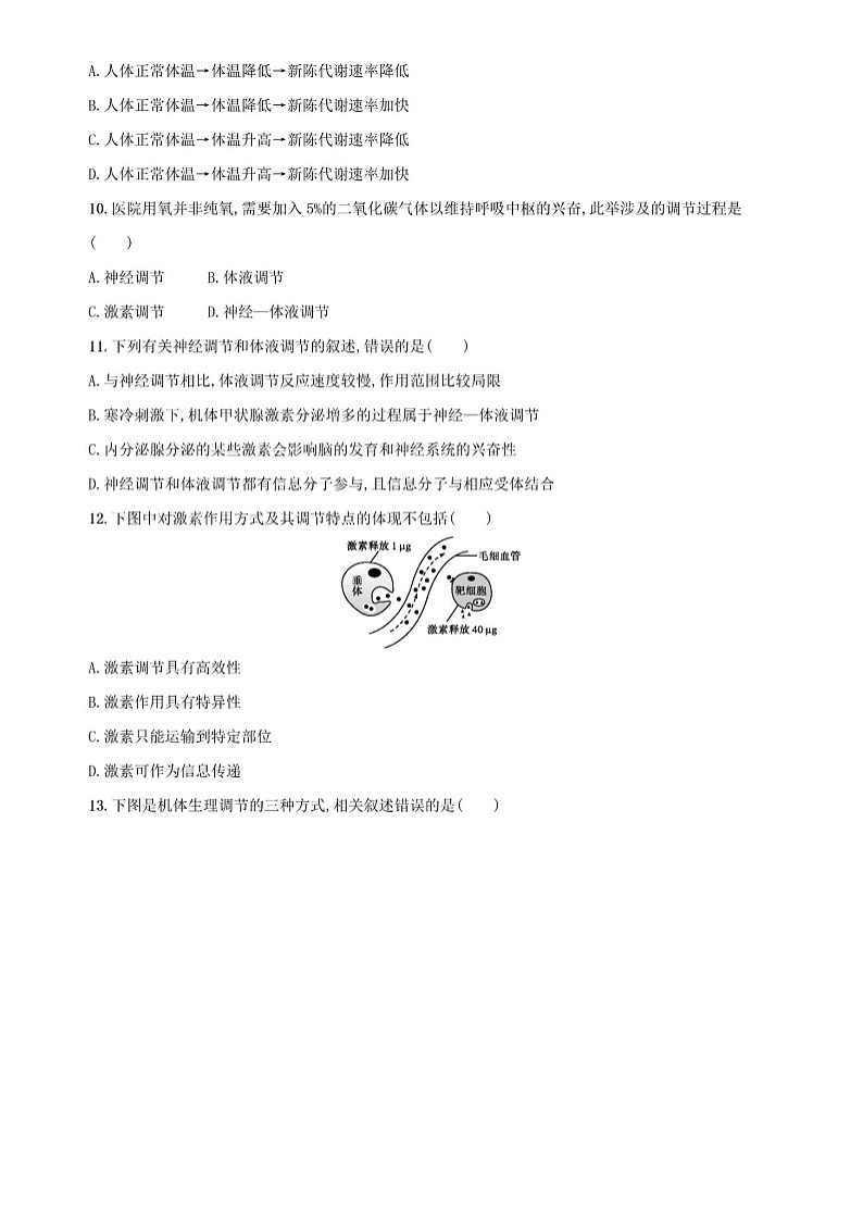 人教版高中生物选择性必修一第三单元测试卷答案第3页