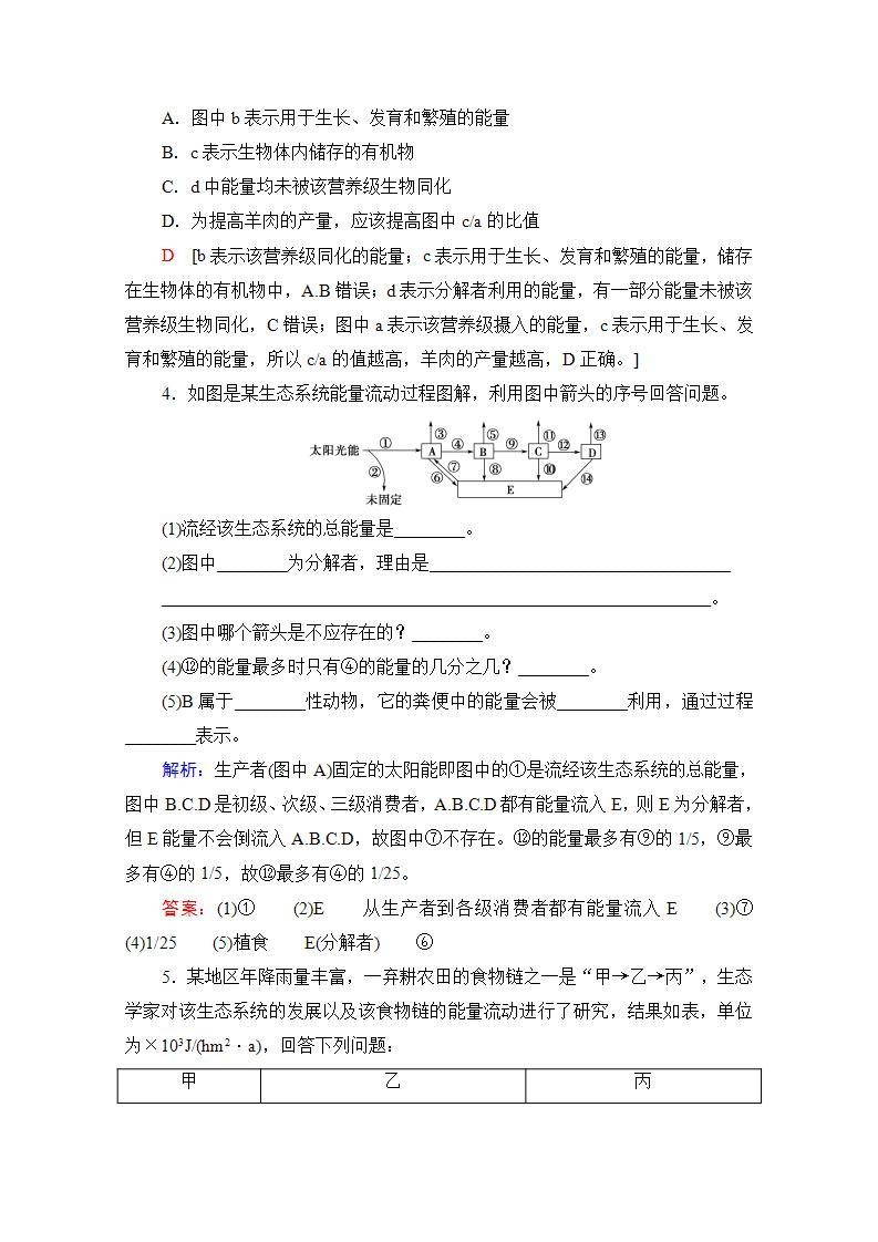 人教版（新课标）高中生物必修3 5.2 生态系统的能量流动练习题02