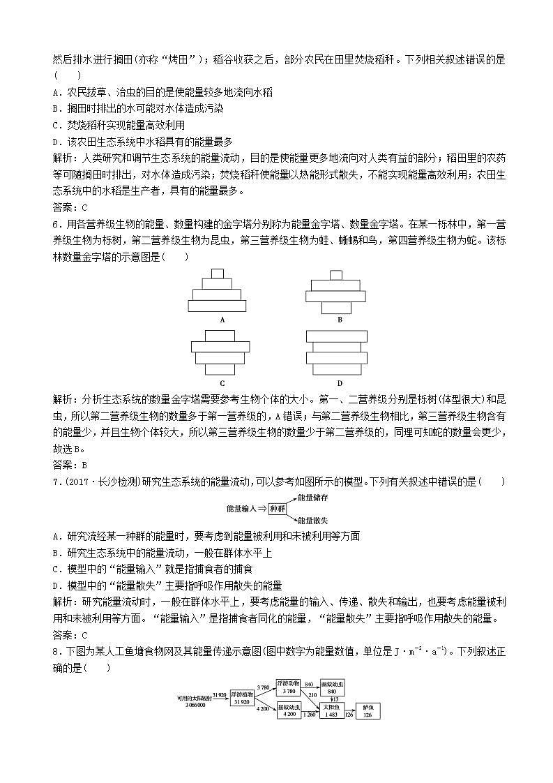 高中生物第五章生态系统及其稳定性第节生态系统的能量流动优化练习新人教版高二必修第2页