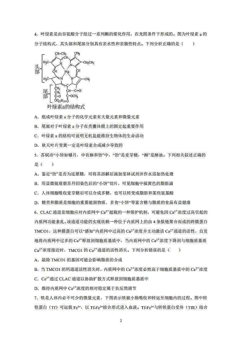 2022届山东省潍坊临朐县重点中学高三上学期9月摸底考试生物试题 PDF版02
