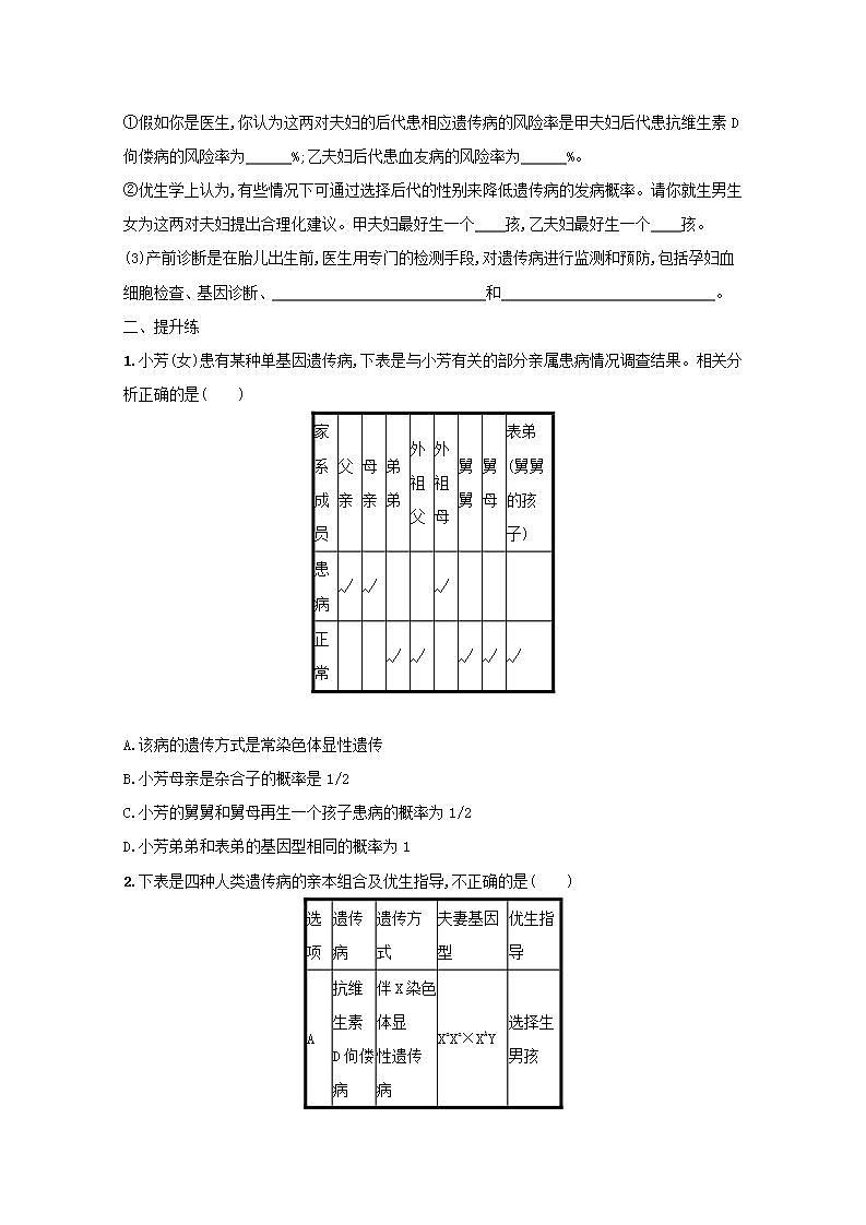 2022高考生物一轮复习课时练23人类遗传病含解析新人教版第3页