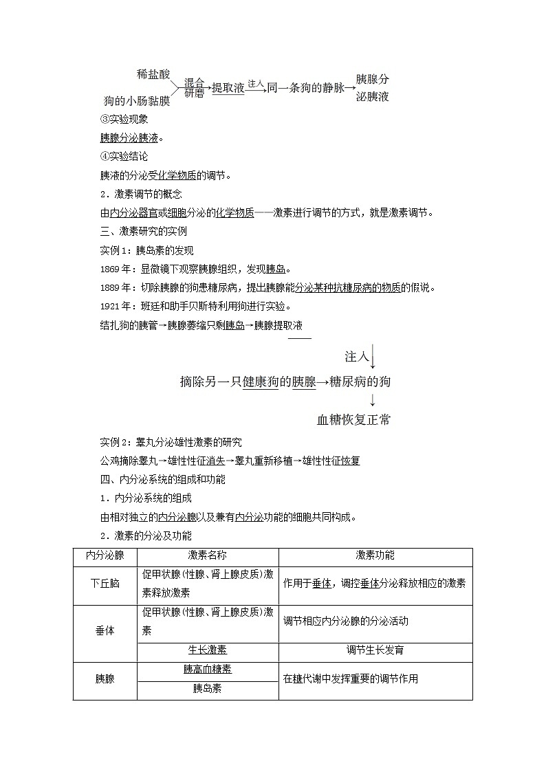 高中生物第3章体液调节第1节激素与内分泌系统学案新人教版选择性必修1第2页