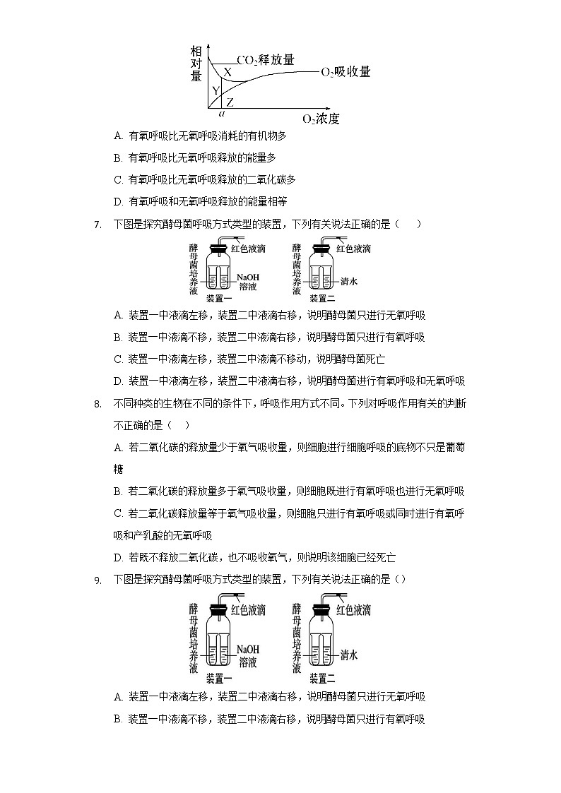 3.3细胞呼吸——能量的转化和利用 同步练习苏教版(2019)高中生物必修一03