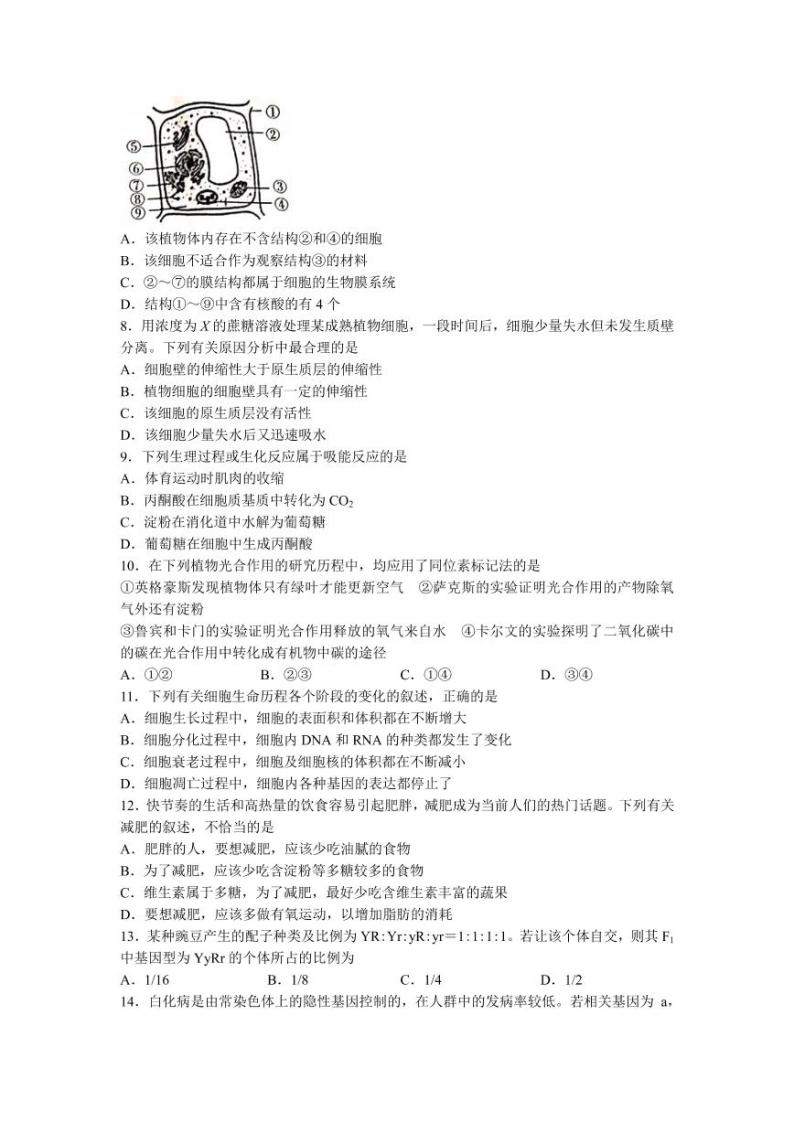 2022届辽宁省葫芦岛市协作校高三上学期10月第一次考试生物试题（PDF版含答案）02