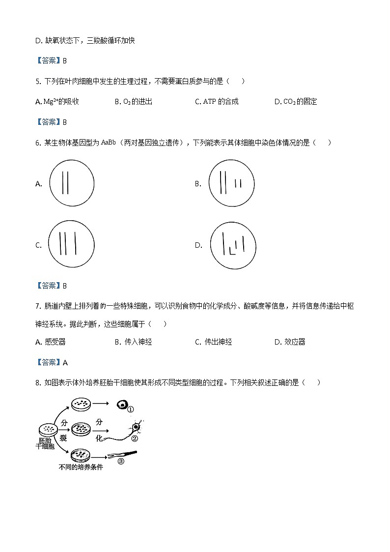 2021年上海市浦东高三一模生物试卷及答案第2页