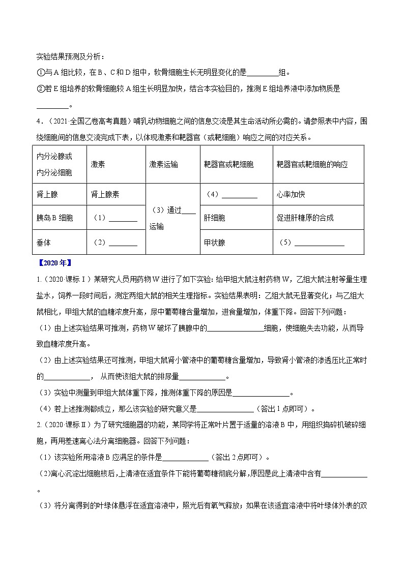 专题15 生命活动的调节与免疫综合-十年(2012-2021)高考生物真题分项汇编(全国通用)(原卷版)第3页