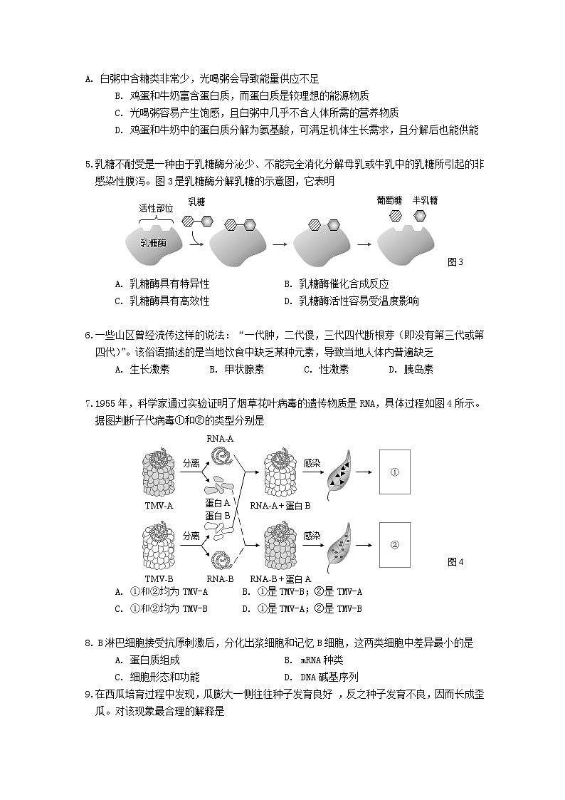 2020年上海市杨浦高三一模生物试卷及答案02