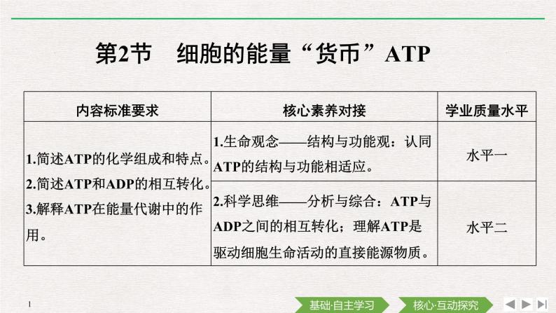第2节　细胞的能量“货币”ATP课件PPT01