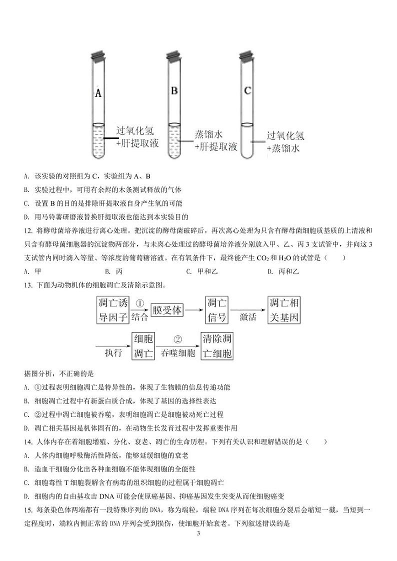 广东梅县东山中学2021-2022学年度高三第一学期中段考试生物(含答案)练习题第3页
