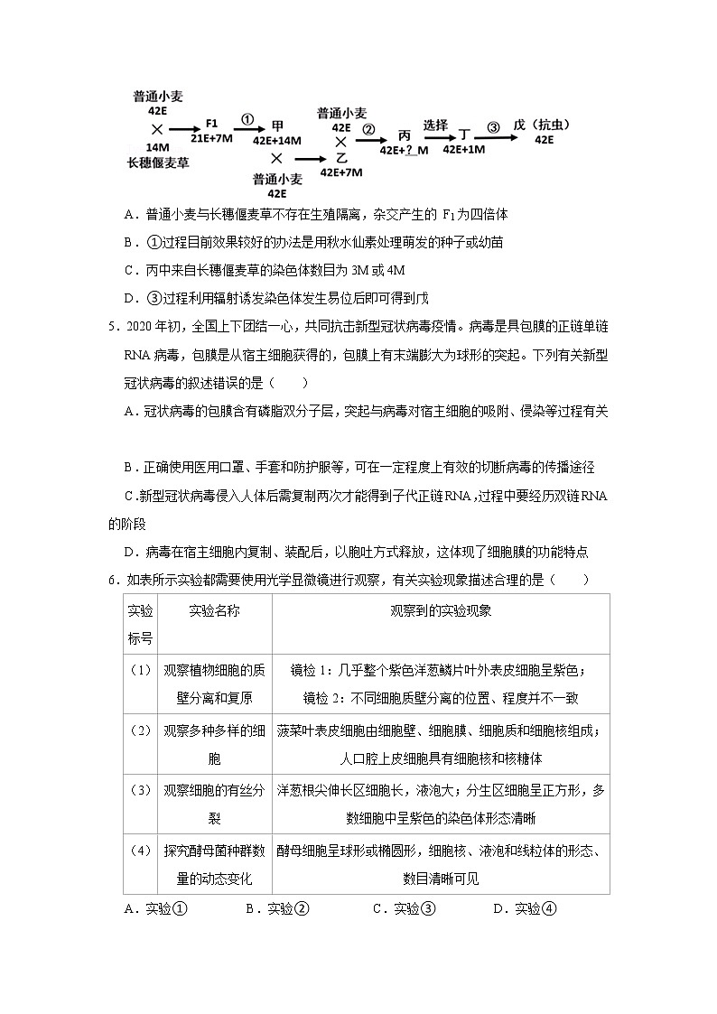 2020年河北省石家庄市高考生物模拟试卷(3月份)第2页