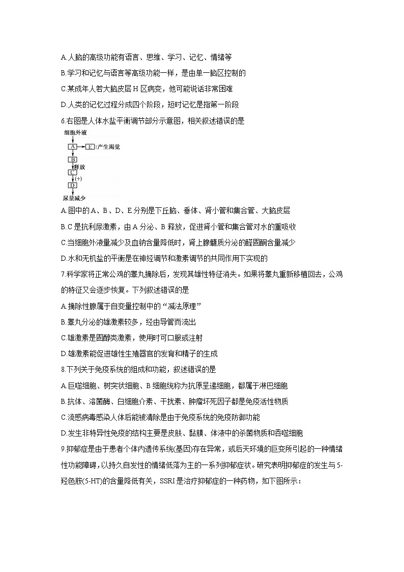 湖南省三湘名校、五市十校教研教改共同体2021-2022学年高二上学期期中考试(11月)生物含答案第2页