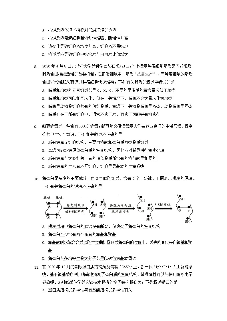 湖北省石首市2021-2022学年高一上学期期中考试生物试题含答案03