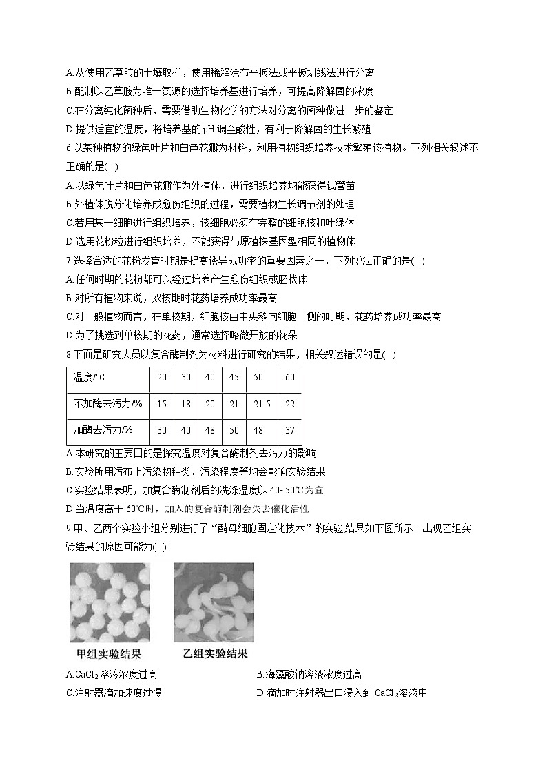 新課標(biāo)新高考2022屆高考生物二輪復(fù)習(xí)專題練（九）：生物技術(shù)實(shí)踐（江蘇地區(qū)使用）第2頁